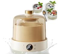 Yaourtière Avec Contrôle De Température, Enveloppement Et Fermentation À 360°, Poche À Large Ouverture De 1 L, Avec 4 Petits Pots De 180 Ml, Pour Yaourt, Natto Et Kimchi,A