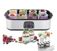 Yaourtière Électrique (1,3 L), 4 Pots En Verre De 100 Ml, Écran LCD/interrupteur Tactile, Temps Réglable/arrêt Automatique, Nettoyage Facile, Pour Yaourt Maison,1400ml