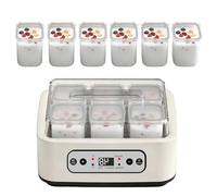 Yaourtière électrique 20 W, 1,5 L avec 6 pots en verre, température et minuterie réglables, contrôle précis de la température, yaourtière multifonctionnelle pour yaourt probiotique fait maison