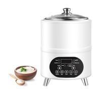 YaourtièRe éLectrique 8/12L à TempéRature Constante,Fermentation à Chaleur Uniforme 360° avec RéGlage DuréE - Cuve IntéRieure Acier Inoxydable pour Vin Riz Doux et Vinaigre Fruits Cuisine(White,8L)