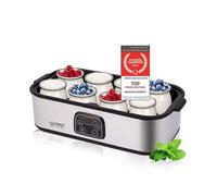 TZS First Austria - Yaourtière électrique 25W avec 8 pots en verre de 180 ml pour jusqu'à 1,4L de yaourt fait maison - Avec température de 20-55°C, arrêt automatique et écran LCD - Blanc