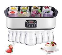 Yaourtière électrique avec affichage LED et minuteur, 8 pots pour yaourt frais et fromage faits maison, machine automatique facile à nettoyer