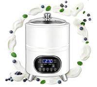 Yaourtière Électrique Avec Contrôle De Température, Incubateur À Yaourt Automatique À Température Constante, 8 L/12 L, 600 W, Chauffage Uniforme À 360°, Minuterie 0-24 H, Natto Maison(White,8L)
