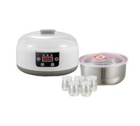Yaourtière électrique avec température réglable et minuterie, 5 bocaux en verre pour fermentation de yaourt probiotique fait maison, vin de riz et natto, couvercle transparent (réglementation