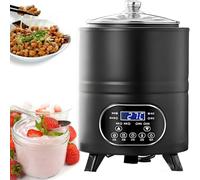 YaourtièRe éLectrique Intelligente à TempéRature Constante 8/12 L - Incubateur Fermentation avec RéGlage DuréE - Cuve IntéRieure Amovible en Acier Inoxydable pour Vinaigre Fruits et Vin Riz(Black,8L)