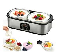YAOURTIÈRE - FROMAGÈRE - 2000 ml - 2 pots - Température & Minuteur Réglables - Sans BPA - 25W Yaourtière automatique - inox