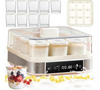 Yaourtière Numérique Automatique À 9 Pots En Verre, Petite Machine À Yaourt À Fermentation Probiotique Avec Écran LCD, Étuve À Pâte, Contrôle De Température Et De Temps Réglable