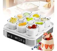 Yaourtière Numérique Automatique, Yaourtière En Acier Inoxydable Avec Contrôle De La Température Et Du Temps Réglables, 9 Pots En Verre, Pots De Yaourt For Fromagerie