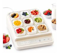 Yaourtière numérique avec 9 pots en verre de 170 ml, écran LCD | 6 préréglages, contrôle réglable de la température et du temps pour les aliments fermentés maison