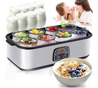 Yaourtière numérique ultimate inox, 8 pots verre 170ML, Probiotique, Contrôle température constant