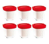 Yaourtière SEB Multi Délices XF100501 - Coffret de 6 pots en verre avec égouttoir et couvercle rouge
