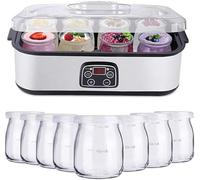 Yaourtière Ultimate 1400 ML avec 8 bocaux en verre, contrôle de la température et du temps réglables, machine automatique avec écran LCD - Cadeau de santé parfait pour homme et femme
