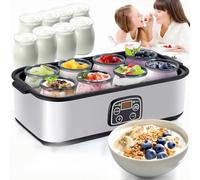 Yaourtière Ultime, Machine Automatique Digitale avec 8 Pots en Verre de 170 ml (6 oz), Yaourtière Probiotique en Acier Inoxydable avec Contrôle de Température Constant et Écran LCD