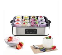 Yaourtière, yaourtière numérique automatique, machine à yaourt grec avec température et minuterie, avec 9 gobelets de yaourt de 170 ml, parfait pour yaourt bio à la maison, sans BPA, 40 W, blanc