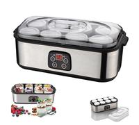 Yaourtière, Yaourtière Probiotique De 1400 Ml, Comprend 8 Pots En Verre, Fonctions De Température Et Minuteur Réglables, Design En Acier Inoxydable, Vous Aide à Préparer Du Yaourt Maison