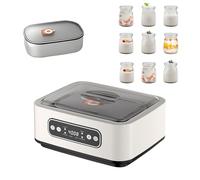 Yaourtières avec Pot intérieur en acier inoxydable 304 de 1,6 l et 9 pots, Machine à yaourt avec minuterie pour Natto/vin de riz fait maison