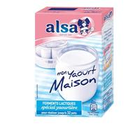 Yaourts maison onctueux et inratables avec ALSA Ferments Lactiques Spécial Yaourtière, lot de 4 sachets de 8g pour 32 pots - Lot de 3