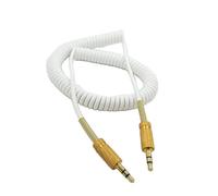 Yaowangan Câble spiralé pour haut-parleur Bluetooth MARSHALL Woburn/Marshall Woburn II, fil audio de remplacement blanc avec prise plaquée or, s'étend jusqu'à 1,5m/4,11pieds