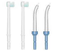 Yaowanguan Embouts de Jet de Rechange 4 Pièces pour Waterpik Water Flosser WP-100/WP-250/WP-450/WP-560/WP-660/WP-811/WP-861W/WP-900/WP-940/WP-950(Buse Brosse,Embout Parodontale)
