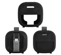 Yaowanguan Étui en Silicone pour Bose Nouveauté SoundLink Micro (2e génération) Enceinte Portable,pour Bose SoundLink Micro 2nd Gen Housse de Protection Sac de Transport Voyage avec Mousqueton,Noir