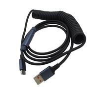 Yaowanguan Type-C Câble Spiralé pour Clavier Câble Aviator pour Clavier Mécanique,Type-C vers USB Clavier PC Gaming Pro Personnalisé Câble avec Connecteur Aviation Métallique (jusqu'à 2.4 m,Noir)