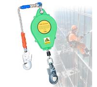 YAOYAOO Antichute a Rappel Automatique 10m, Ligne de Vie Auto-Rétractable, Dispositif de Sécurité rétractable pour Travaux en Hauteur et Toiture, Charge Maximale 150 kg(Vert,10m)