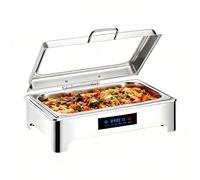 YAOYAOO Chafing Dish Buffet 9L, Chauffe-Plats en Acier Inoxydable, Chafing Dish Électrique Chauffant avec Intelligent de la Température pour Traiteur, Buffet et fête,400W (1/1)