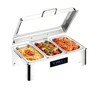 YAOYAOO Chafing Dish Buffet 9L, Chauffe-Plats en Acier Inoxydable, Chafing Dish Électrique Chauffant avec Intelligent de la Température pour Traiteur, Buffet et fête,400W (1/3)