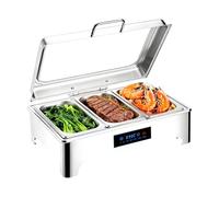 YAOYAOO Chafing Dish Électrique, 9L Chafing Dish Buffet avec Intelligent de la Température, Acier Inoxydable Chauffe-Plat avec Couvercle en Verre Visible, Idéal pour Les fêtes (1/3)