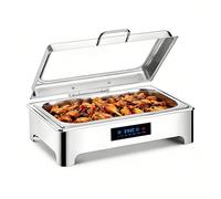 YAOYAOO Chafing Dish Électrique, 9L Chafing Dish Buffet avec Intelligent de la Température, Acier Inoxydable Chauffe-Plat avec Couvercle en Verre Visible, Idéal pour Les fêtes (1/1)