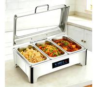 YAOYAOO Chauffe-Plat Électrique Intelligent, 9L Chafing Dish Buffet, Marmite Chauffante avec Panneau Tactile Numérique, Température Réglable 35-90℃ pour RestaurantBuffet Cuisine (1/3 poêle)