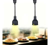 YAOYAOO Lampe Chauffe-Plat Réglable Suspendue 250W, Lampe Chauffante Infrarouge Professionnelle pour Cuisine, Maintien Aliments au Chaud - Idéale Restaurant, Buffet, Café, Hôtel (2, Noir 19 cm)