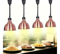 YAOYAOO Lampe Chauffe-Plat Réglable Suspendue 250W, Lampe Chauffante Infrarouge Professionnelle pour Cuisine, Maintien Aliments au Chaud - Idéale Restaurant, Buffet, Café, Hôtel (4, Cuivre)
