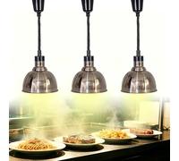 YAOYAOO Lampe Chauffe-Plat Réglable Suspendue 250W, Lampe Chauffante Infrarouge Professionnelle pour Cuisine, Maintien Aliments au Chaud - Idéale Restaurant, Buffet, Café, Hôtel (3, Acier Inoxydable)