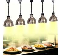 YAOYAOO Lampe Chauffe-Plat Réglable Suspendue 250W, Lampe Chauffante Infrarouge Professionnelle pour Cuisine, Maintien Aliments au Chaud - Idéale Restaurant, Buffet, Café, Hôtel (5, Acier Inoxydable)