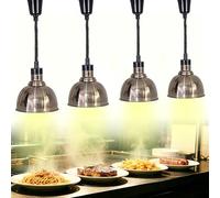 YAOYAOO Lampe Chauffe-Plat Réglable Suspendue 250W, Lampe Chauffante Infrarouge Professionnelle pour Cuisine, Maintien Aliments au Chaud - Idéale Restaurant, Buffet, Café, Hôtel (4, Acier Inoxydable)