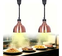 YAOYAOO Lampe Chauffe-Plat Réglable Suspendue 250W, Lampe Chauffante Infrarouge Professionnelle pour Cuisine, Maintien Aliments au Chaud - Idéale Restaurant, Buffet, Café, Hôtel (2, Cuivre)