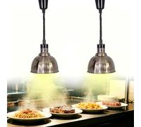 YAOYAOO Lampe Chauffe-Plat Réglable Suspendue 250W, Lampe Chauffante Infrarouge Professionnelle pour Cuisine, Maintien Aliments au Chaud - Idéale Restaurant, Buffet, Café, Hôtel (2, Acier Inoxydable)