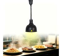 YAOYAOO Lampe Chauffe-Plat Réglable Suspendue 250W, Lampe Chauffante Infrarouge Professionnelle pour Cuisine, Maintien Aliments au Chaud - Idéale Restaurant, Buffet, Café, Hôtel (1, Noir 25 cm)
