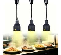 YAOYAOO Lampe Chauffe-Plat Réglable Suspendue 250W, Lampe Chauffante Infrarouge Professionnelle pour Cuisine, Maintien Aliments au Chaud - Idéale Restaurant, Buffet, Café, Hôtel (3, Noir 19 cm)
