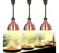YAOYAOO Lampe Chauffe-Plat Réglable Suspendue 250W, Lampe Chauffante Infrarouge Professionnelle pour Cuisine, Maintien Aliments au Chaud - Idéale Restaurant, Buffet, Café, Hôtel (3, Cuivre)