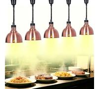 YAOYAOO Lampe Chauffe-Plat Réglable Suspendue 250W, Lampe Chauffante Infrarouge Professionnelle pour Cuisine, Maintien Aliments au Chaud - Idéale Restaurant, Buffet, Café, Hôtel (5, Cuivre)