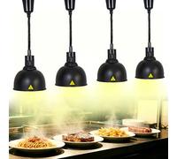 YAOYAOO Lampe Chauffe-Plat Réglable Suspendue 250W, Lampe Chauffante Infrarouge Professionnelle pour Cuisine, Maintien Aliments au Chaud - Idéale Restaurant, Buffet, Café, Hôtel (4, Noir 25 cm)