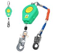 YAOYAOO Stop Chute à Rappel Automatique 10m/15m/20m, Dispositif Anti Chute Retractable avec Crochet Amélioré, Harnais Anti Chute Professionnel Toiture, Capacité de Charge : 150kg(Vert,15m)