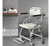 YAOYAOO Tabouret de Douche sur Roulette, Fauteuil Roulant de Douche pour Handicapé, Chaise de Douche pour Personnes Âgées, Siège de Douche Pliable, Capacité Portante 120kg
