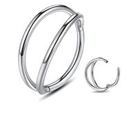 Yaoyaoyors Anneaux de nez - Anneaux de nez en acier chirurgical 316L 14 G/16 G/18 G/20 G à charnière en oxyde de zirconium pour septum, lèvre, cartilage, hélix, rook, tragus, daith 6 mm/8 mm/10 mm/12