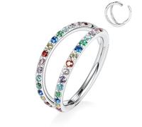 Yaoyaoyors Anneaux de nez - Anneaux de nez en acier chirurgical 316L 14 G/16 G/18 G/20 G à charnière en oxyde de zirconium pour septum, lèvre, cartilage, hélix, rook, tragus, daith 6 mm/8 mm/10 mm/12
