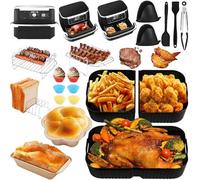 YAOYIN Moule Silicone Air Fryer, Accessoires Air Fryer pour Ninja Foodi Flex 10,4 L AF500EU (1x10,4L / 2x5,2L), Dual Zone Ninja Air Fryer Accessoires Moule Silicone Air Fryer,Grilles de Cuisson Etc