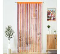 YaoYue Rideau à cordon avec perles - Rideau de porte à franges avec pompons et perles pour portes d’entrée, franges suspendues, décor hippie pour fenêtre, couloir, entrée, mur, placard, chambre à