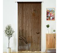 YaoYue ZASTION Rideau à ficelles avec Perles à Suspendre - Séparateur de pièce avec Franges de Style Hippie - pour Porte, fenêtre, Couloir, entrée, Mur, Placard, Chambre à Coucher, décoration (Marron